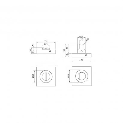 Поворотная кнопка DL M08/SY OSV-15 (матовая латунь)