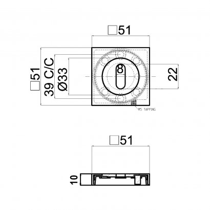 Розетка DL M04/SY OB OSV-15 A=35-55мм, Квадратная розетка