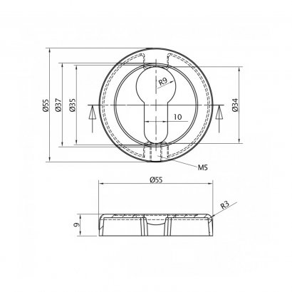 Розетка DOORLOCK M03/55 PZ OC (полированный хром)