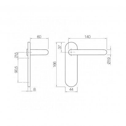 Ручка дверная DOORLOCK 038KP/F UG, матовая нержавеющая сталь