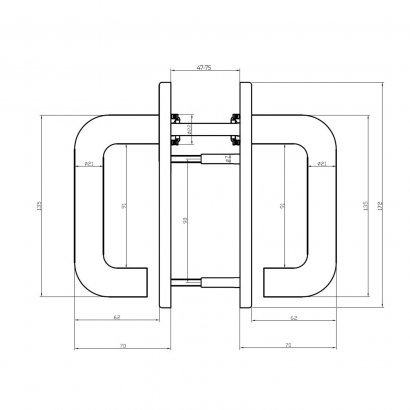 Ручка дверная DOORLOCK V S38KP/F G PZ72, серая