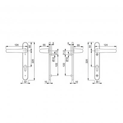 Ручка дверная HOPPE (Германия) 1710RH/3370N/3360N (Tokyo) PZ92, F9714M черная