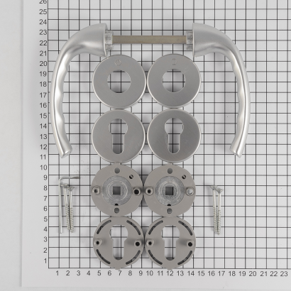 Ручка дверная НОРРЕ 1710/42KV/42KVS (Tokyo) PZ,  F1 анодированный серебристый алюминий