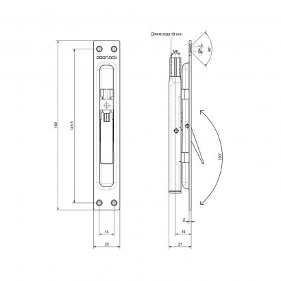 Шпингалет торцевой DOORLOCK FBM/1S ZN, оцинкованный