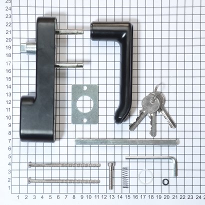 Внешняя нажимная ручка Doorlock V PD700/H2 серия Variant, черная, с цилиндром. Для противопожарных дверей. Толщина двери до 105мм.