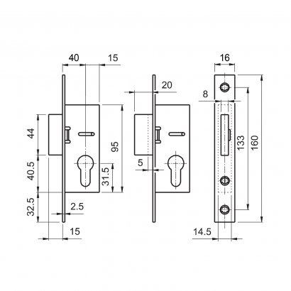 Замок дверной DOORLOCK PL303, цилиндровый, нержавеющая сталь