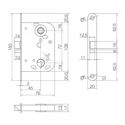 Замок дверной DOORLOCK 2014, межкомнатный, краска под латунь