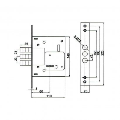 Замок дверной DOORLOCK 9257K, сувальдный, хромированный