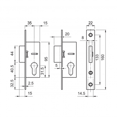 Замок дверной DOORLOCK PL303, цилиндровый, нержавеющая сталь