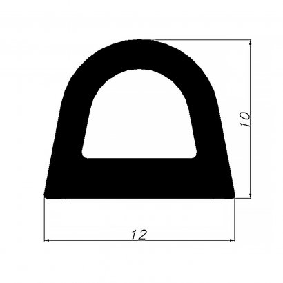 Уплотнитель для дверей EPDM D-образный 10х12мм, черный, самоклеящийся, рулон 50м