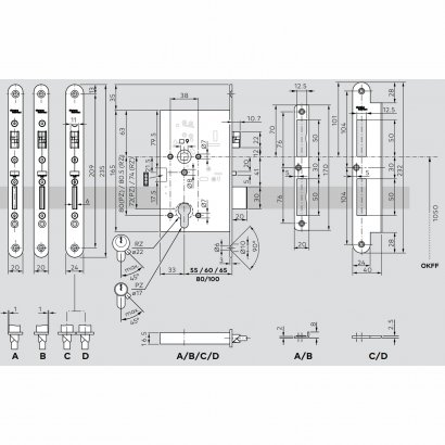 Замок соленоидный dormakaba SVP 6251 72/55мм, DIN L - открывание наружу, автозапирание
