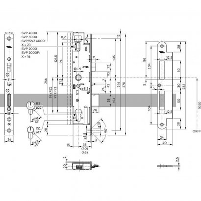 Замок соленоидный dormakaba SVP 6719 92/35мм, DIN L - открывание наружу, НЗ, автозапирание
