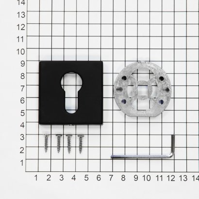 Ключевина под цилиндр  DOORLOCK ES02/S/С BL черная, квадратная розетка