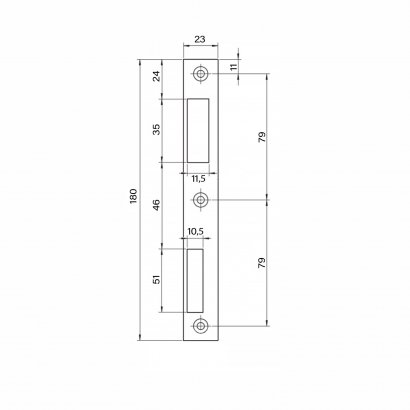 Запорная планка DOORLOCK  PL.23.180.AS.Ni для профильных замков DL PL301, PL201, VF PZ92, симметричная, cо смещением, матовый никель