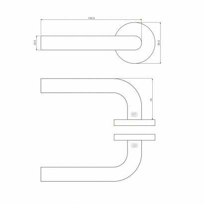 Ручка дверная DOORLOCK 050/F-55 PZ Rt, матовая нержавеющая сталь