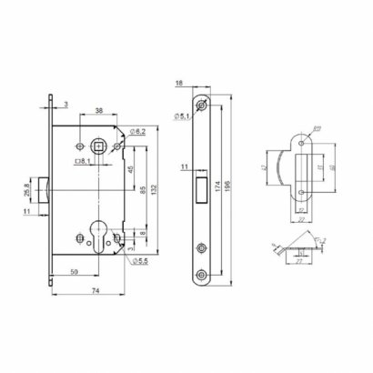 Корпус замка PL85-50/BL GP (золото)