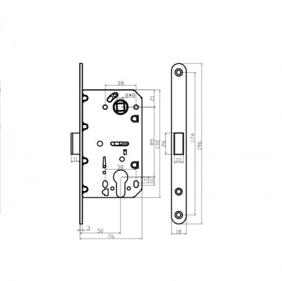 Замок дверной магнитный Doorlock DL451M/С/50/85/18/Black, цилиндровый, черный