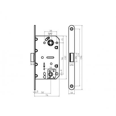 Замок дверной Doorlock V 432/WC/50/96/18/Black, межкомнатный, черный