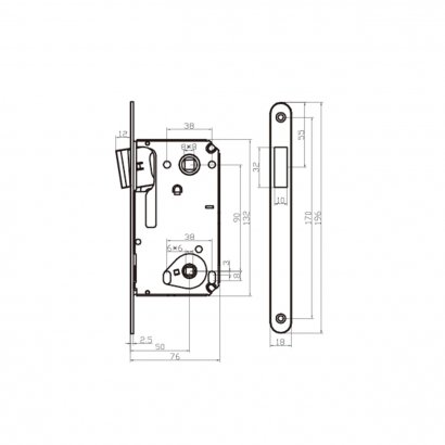 Замок дверной магнитный Doorlock DL442M/WC/50/90/18/SN, межкомнатный, матовый никель