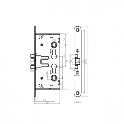 Замок дверной огнестойкий DOORLOCK V1739С, оцинкованный