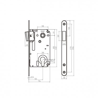 Замок дверной магнитный  Doorlock DL441M/С/50/85/18/SN, цилиндровый, матовый никель