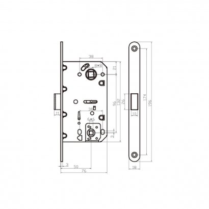 Замок дверной магнитный Doorlock DL452M/WC/50/96/18/SCr, межкомнатный, матовый хром