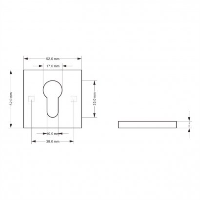 Ключевина под цилиндр DOORLOCK ES02/S/С Slim CP, полированный хром