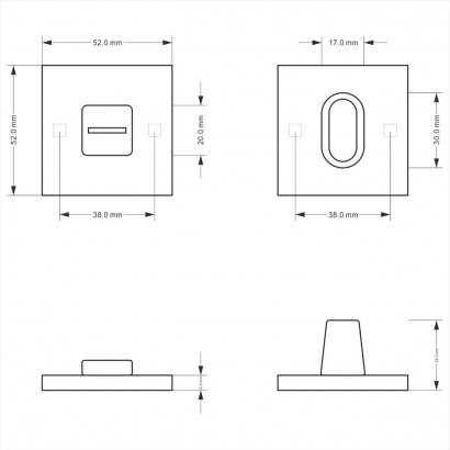 Поворотная кнопка DOORLOCK TK06/S/WC Slim MBSN, матовый никель