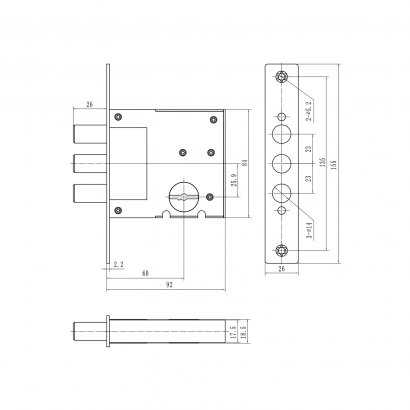 Замок дверной DOORLOCK DL8257K, длинный ключ, сувальдный, хромированный