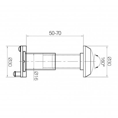 Глазок DOORLOCK V VAP16/50-70mm/160° серия Variant, CP (полированный хром), пластик, d=16мм