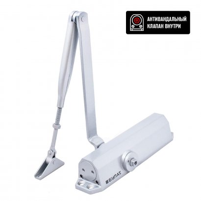 БУЛАТ Доводчик дверной ДД 302/3 B-S (25-85 кг) серебро, с ветровым тормозом