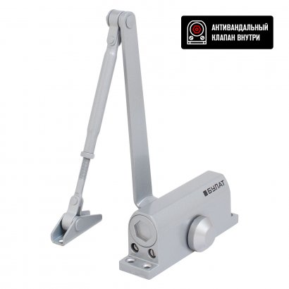 БУЛАТ Доводчик дверной ULTIMATE (УЛЬТИМЕЙТ) ДД-60 A-S (25-80 кг) серебро, морозостойкий(10)