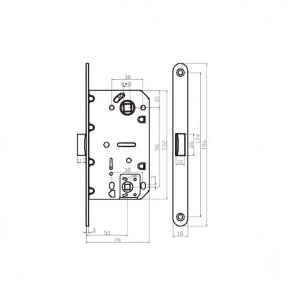 Замок дверной Doorlock V 432/WC/50/96/18/SN, межкомнатный, матовый никель