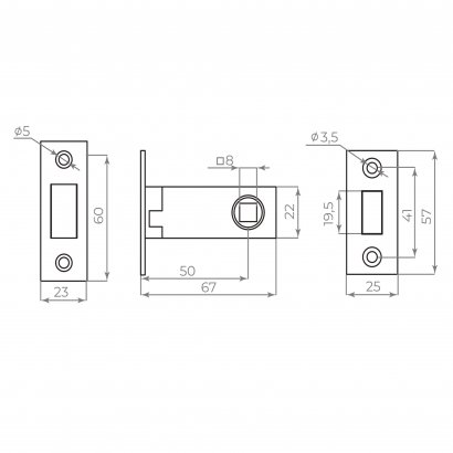 Защелка врезная MAGNLN50-8 AB бронза