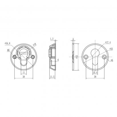 Броненакладка на цилиндровый механизм DOORLOCK DEF5512, декоративная, чёрная