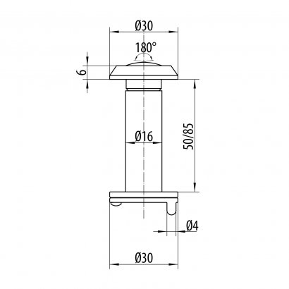Глазок DOORLOCK VA16/50-85mm/180° CP, чёрный
