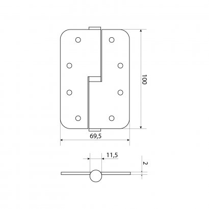 СТАНДАРТ 100х70х2,5 1BB-L (R14) AB ст.бронза левая Петля дверная 1 шт