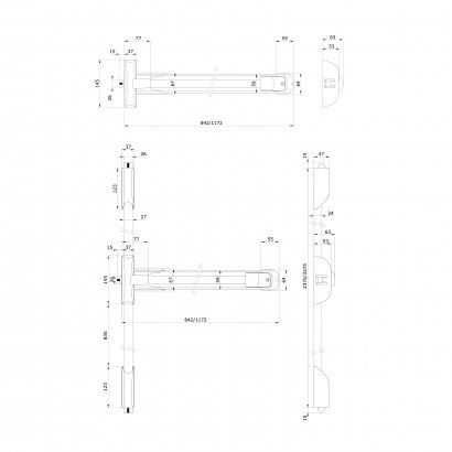 Механизм системы "антипаника" накладной клавишный DOORLOCK PD900FR-PUSH 1170мм,черный/красный