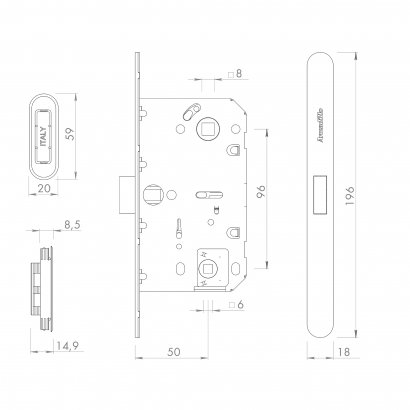 Магнитная защелка WC с ответной планкой GRAVITY.PRO G01.196.50.96 BL черный 
