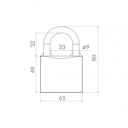 Замок навесной PK-0150 L 3 key англ.ключ. 