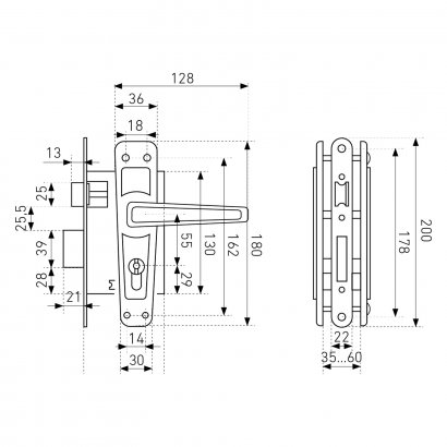 Птимаш ЗВ4-3.01 черный Замок врезной с/руч