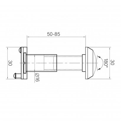 Глазок DOORLOCK VA16S/50-85mm/180°,  квадратный, матовый никель