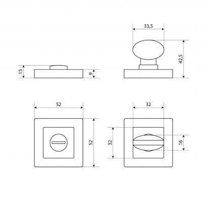 Сантехническая завертка к ручкам АЛЛЮР АРТ BK-S1 MAB/CP(4132) мат.бронза/хром