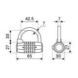 БУЛАТ ВС 655 кодовый красный d=7мм Замок навесной