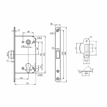 Корпус замка LM/PL85-50/BL BL (черный)