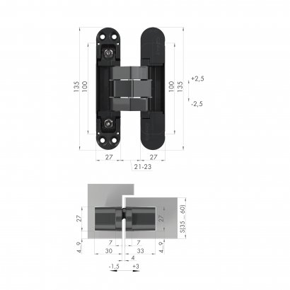 Петля скрытой установки U3D7803.VPG FSG флор. золото TECH