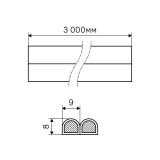 Уплотнитель СТАНДАРТ D 9*8 ПАКЕТ 6 м. (3+3) черный