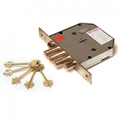 Замок врез. Гранит 1.06.40  никель, сувальдный стержни 3 шт. диаметр 18мм под фалевую ручку и задвиж