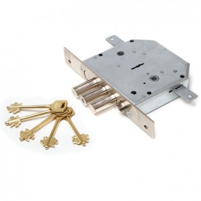 Замок врез. Гранит 1.06.43 никель, сувальдный стержни 3 шт. диаметр 18мм под фалевую ручку и задвиж