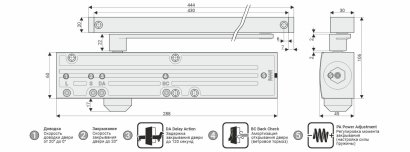 Дверной доводчик NOTEDO DC-045-155 SL+HO+DA+BC PRO, серебро